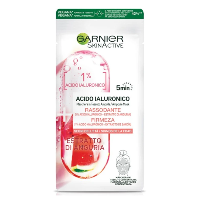 Jabel profumeria- Garnier Maschera In Tessuto Ampolla Rassodante Estratto Di Anguria Acido Ialuronico