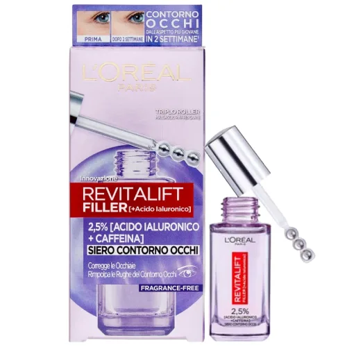 Jabel profumeria- L'oreal paris revitalift filler contorno occhi- siero acido ialuronico contorno occhi